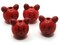 4 26mm Round Red Wood Bear Head Beads Large Hole Wooden Beads